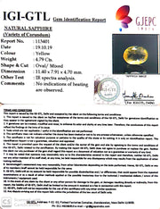 4.79/CT Natural Yellow Sapphire with Govt Lab Certificate-(YELSA9W)